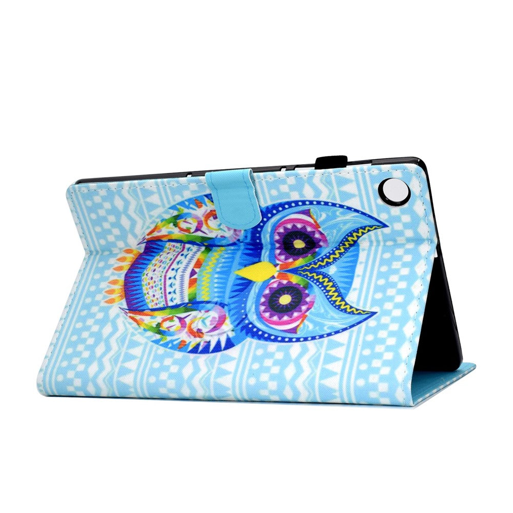 PU Leather Stand Tablet Case for Lenovo Tab M10 Plus (3rd Gen) / Xiaoxin Pad 2022 10.6 inch, Stitching Pattern Printing Card Holder Cover - Colorful Owl