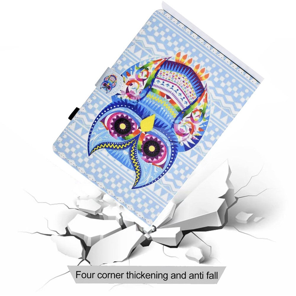 PU Leather Stand Tablet Case for Lenovo Tab M10 Plus (3rd Gen) / Xiaoxin Pad 2022 10.6 inch, Stitching Pattern Printing Card Holder Cover - Colorful Owl