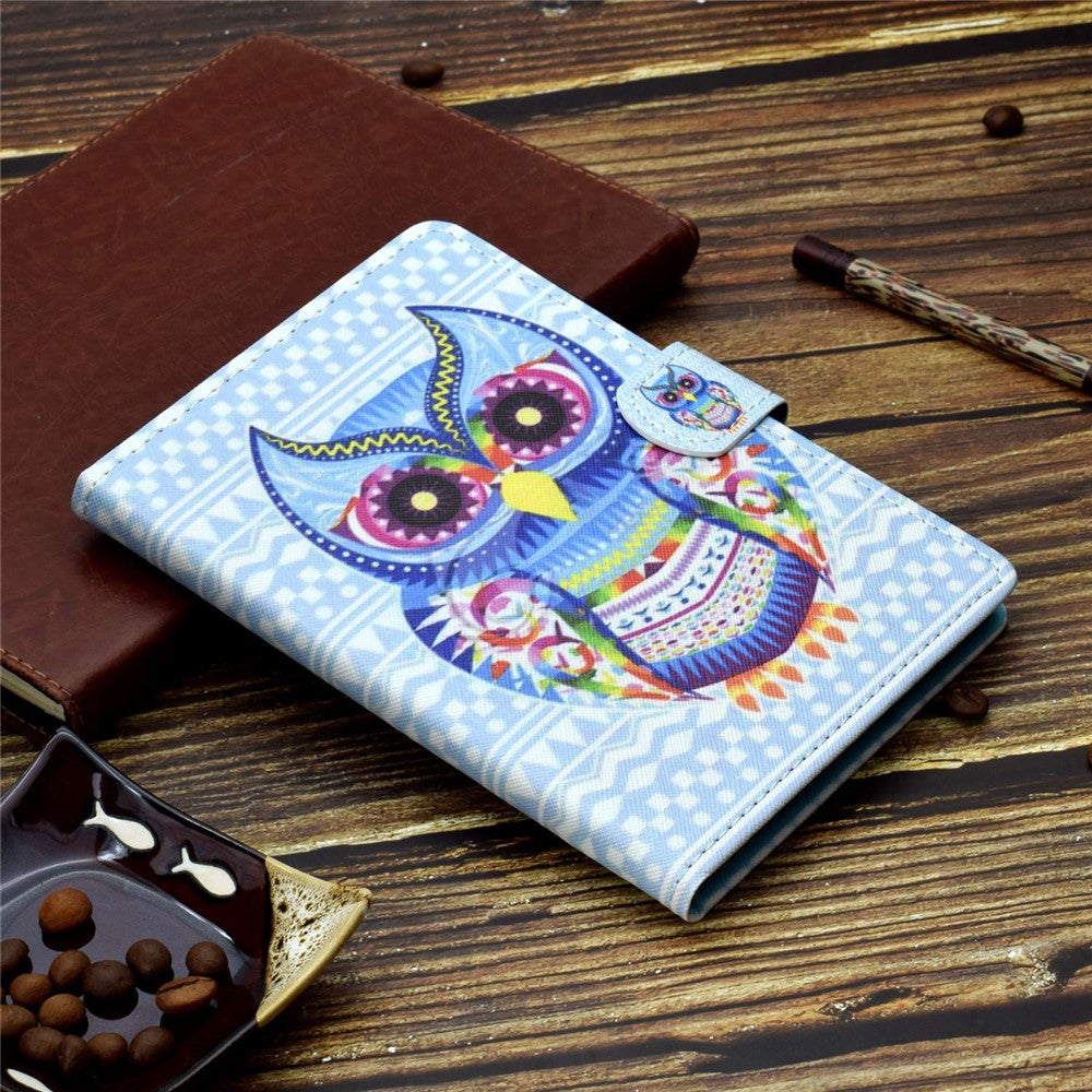PU Leather Stand Tablet Case for Lenovo Tab M10 Plus (3rd Gen) / Xiaoxin Pad 2022 10.6 inch, Stitching Pattern Printing Card Holder Cover - Colorful Owl