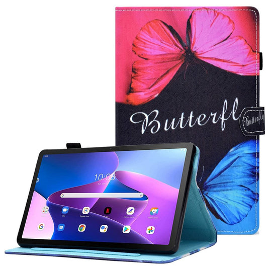 PU Leather Stand Tablet Case for Lenovo Tab M10 Plus (3rd Gen) / Xiaoxin Pad 2022 10.6 inch, Stitching Pattern Printing Card Holder Cover - Two Butterfly
