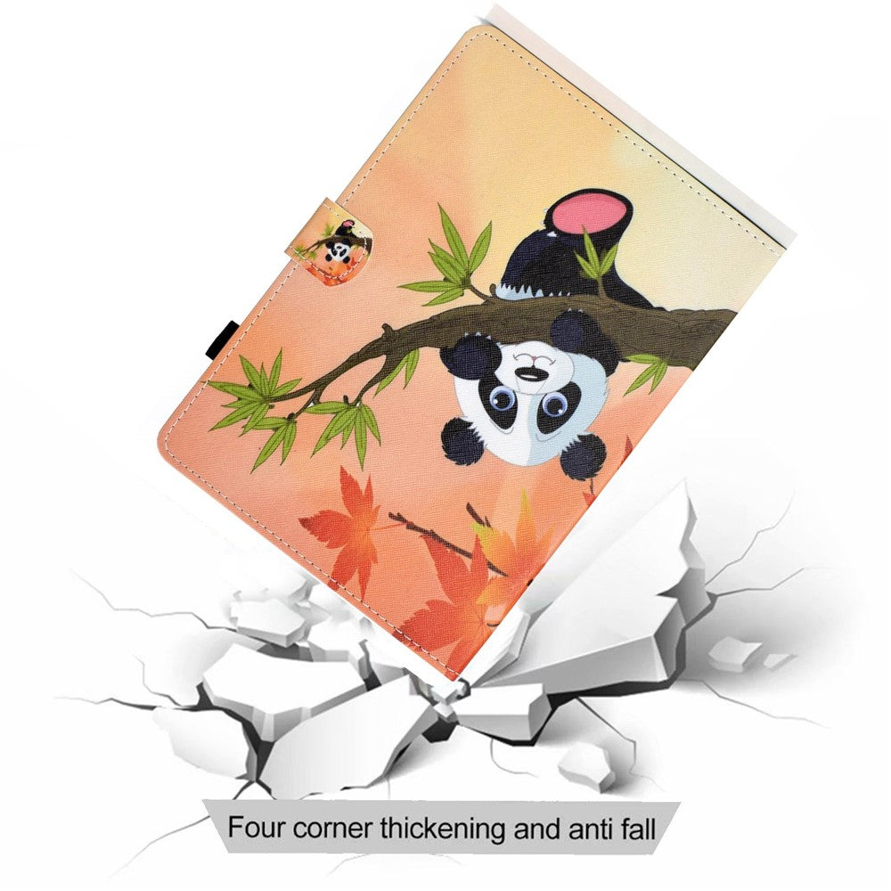 PU Leather Stand Tablet Case for Lenovo Tab M10 Plus (3rd Gen) / Xiaoxin Pad 2022 10.6 inch, Stitching Pattern Printing Card Holder Cover - Panda