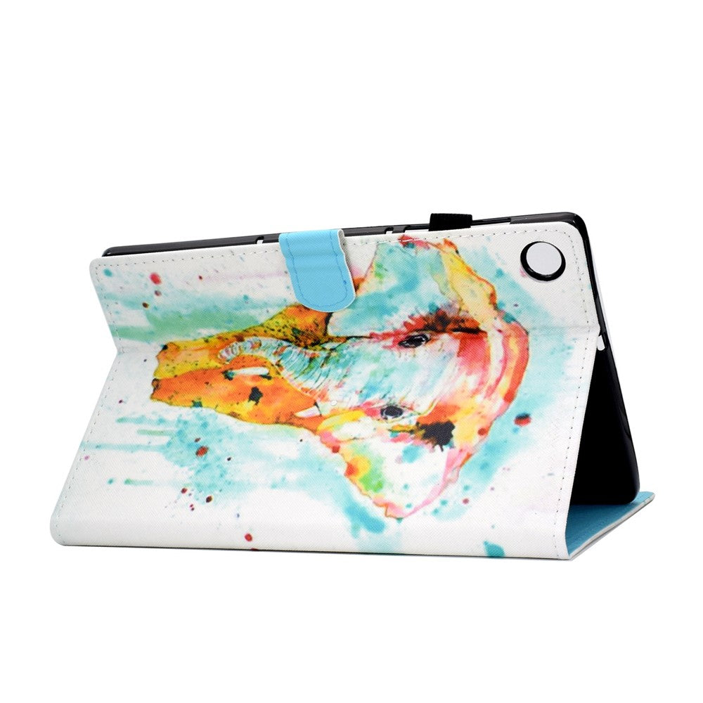 PU Leather Stand Tablet Case for Lenovo Tab M10 Plus (3rd Gen) / Xiaoxin Pad 2022 10.6 inch, Stitching Pattern Printing Card Holder Cover - Watercolor Elephant