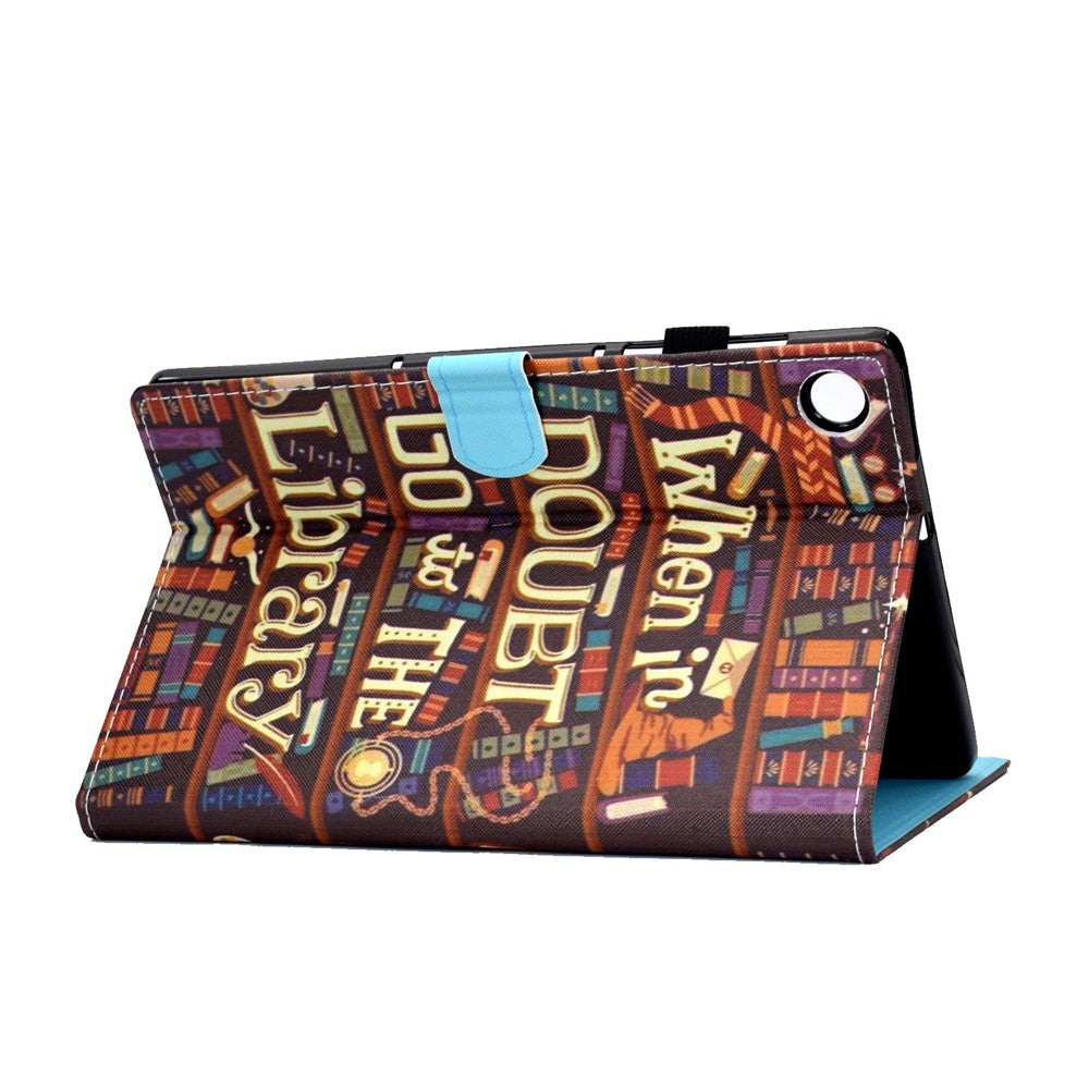 PU Leather Stand Tablet Case for Lenovo Tab M10 Plus (3rd Gen) / Xiaoxin Pad 2022 10.6 inch, Stitching Pattern Printing Card Holder Cover - Library