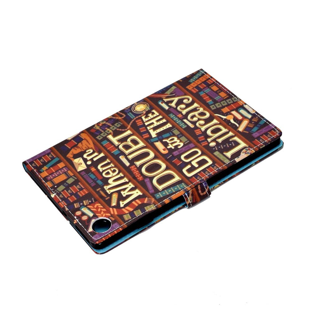 PU Leather Stand Tablet Case for Lenovo Tab M10 Plus (3rd Gen) / Xiaoxin Pad 2022 10.6 inch, Stitching Pattern Printing Card Holder Cover - Library