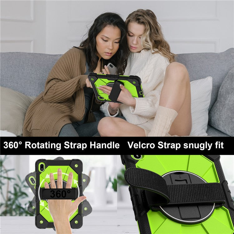 For Huawei MatePad SE 11 Case Kickstand Silicone+PC Tablet Cover with Shoulder Strap - Black / Yellowgreen