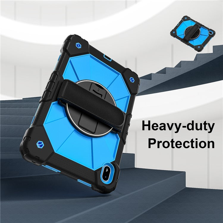 For Huawei MatePad SE 11 Case Kickstand Silicone+PC Tablet Cover with Shoulder Strap - Black / Blue