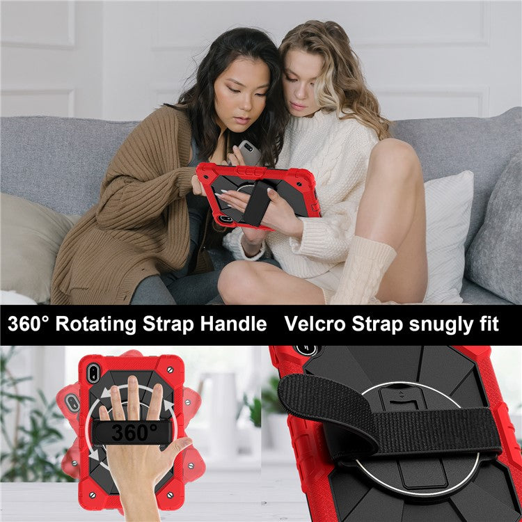 For Huawei MatePad SE 11 Case Kickstand Silicone+PC Tablet Cover with Shoulder Strap - Red / Black