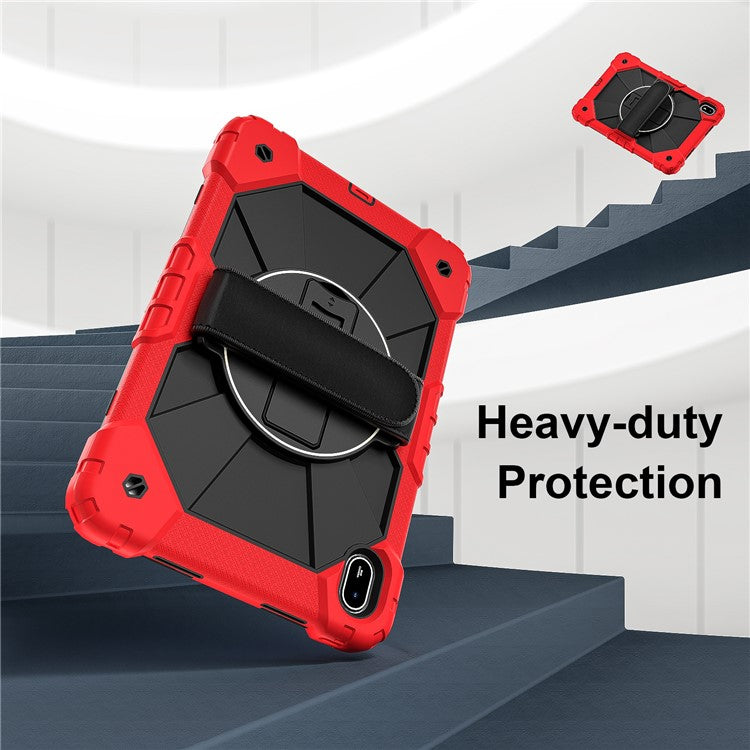 For Huawei MatePad SE 11 Case Kickstand Silicone+PC Tablet Cover with Shoulder Strap - Red / Black