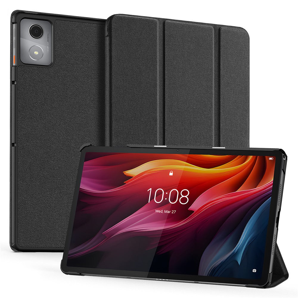 DUX DUCIS Domo Series for Lenovo Tab K11 Plus Case Tri-Fold Stand Leather Cover Auto Wake / Sleep - Black