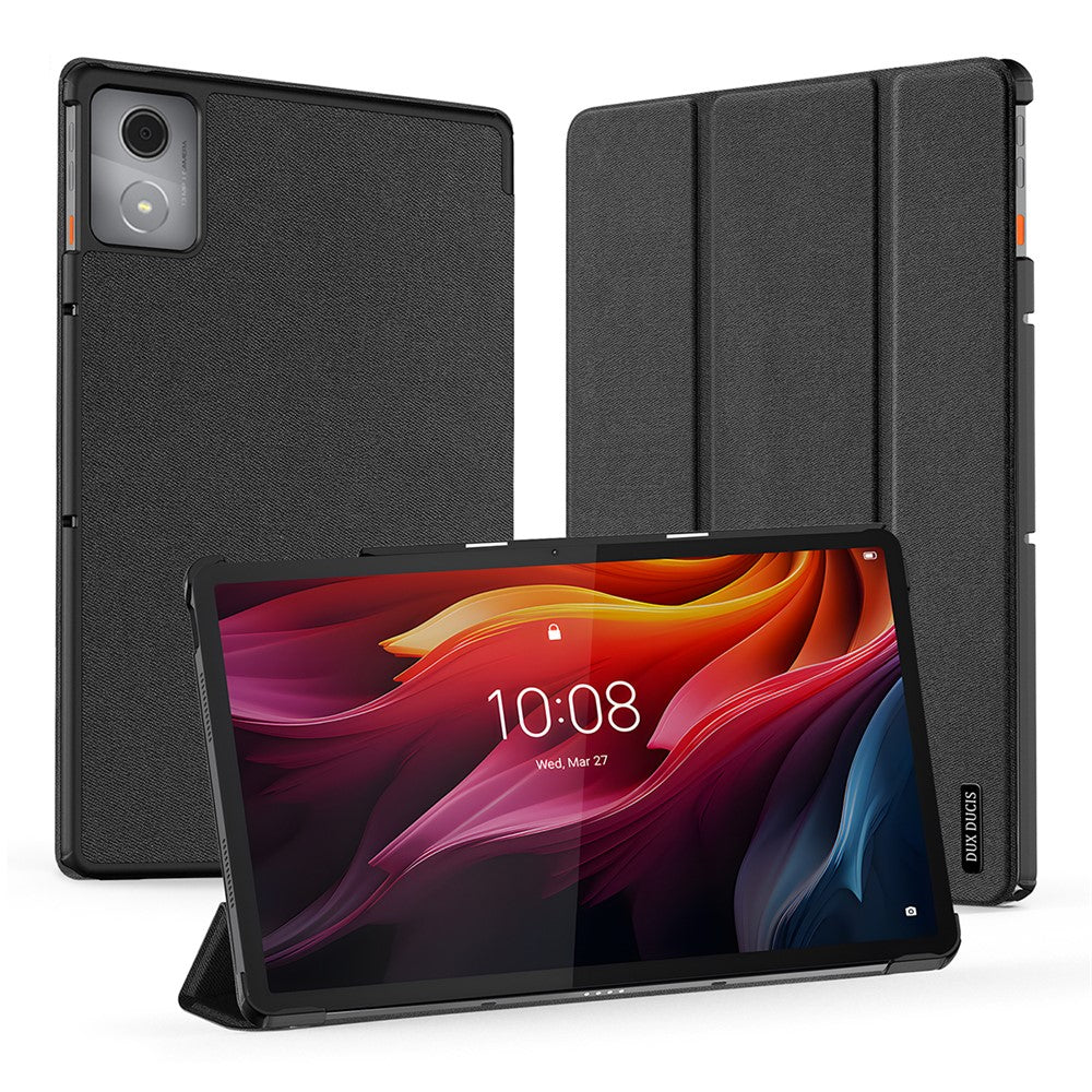 DUX DUCIS Domo Series for Lenovo Tab K11 Plus Case Tri-Fold Stand Leather Cover Auto Wake / Sleep - Black