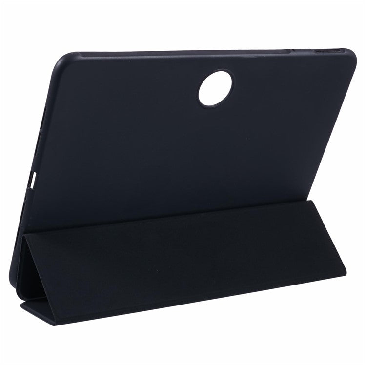 For OnePlus Pad 2 Case PU Leather+Silicone Tri-Fold Stand Tablet Cover - Black