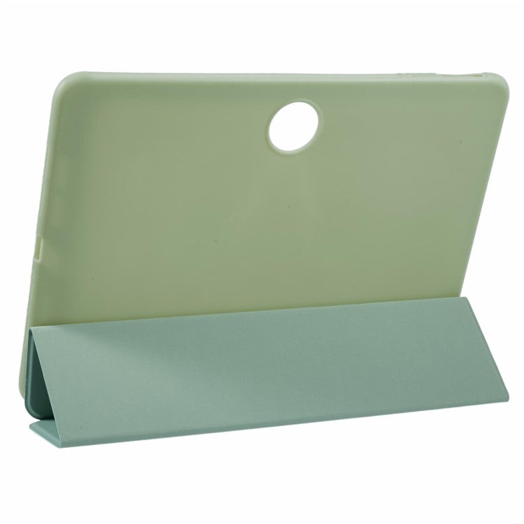 For OnePlus Pad 2 Case PU Leather+Silicone Tri-Fold Stand Tablet Cover - Green