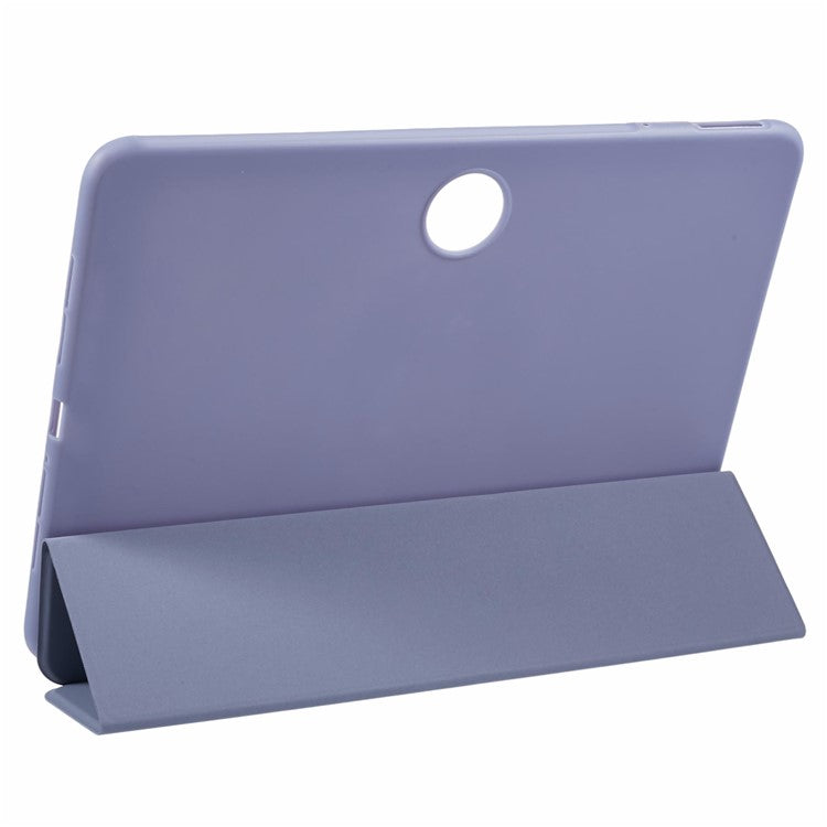 For OnePlus Pad 2 Case PU Leather+Silicone Tri-Fold Stand Tablet Cover - Purple