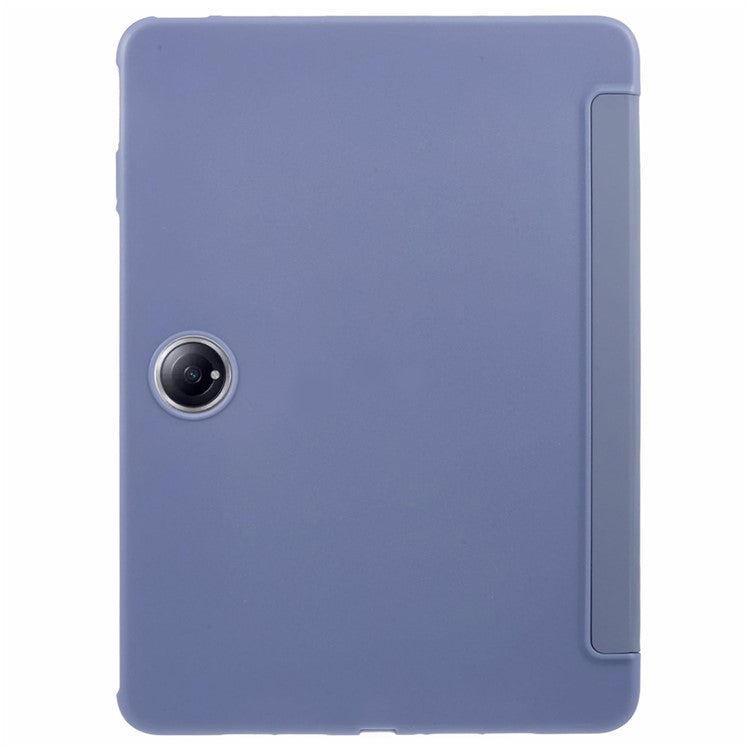 For OnePlus Pad 2 Case PU Leather+Silicone Tri-Fold Stand Tablet Cover - Purple