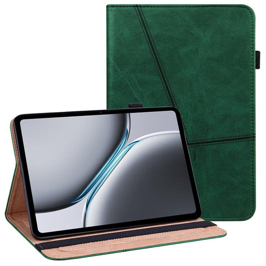 For OnePlus Pad 2 / Pad Pro Case Line Imprinted PU Leather Card Holder Tablet Stand Cover - Green