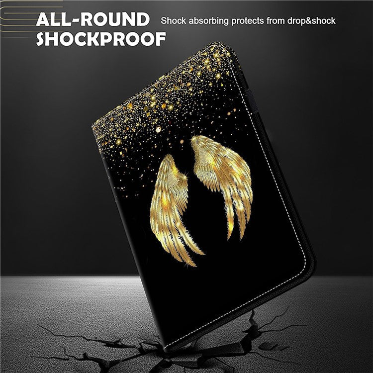 For OnePlus Pad 2  /  Pad Pro Case Flip Stand Leather Tablet Cover Pattern Printed - Gold Wings