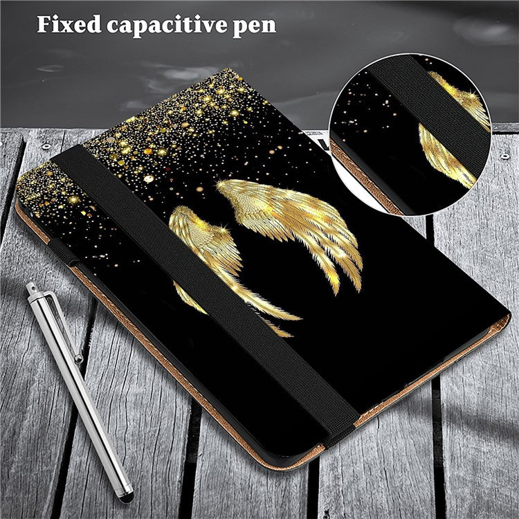 For OnePlus Pad 2  /  Pad Pro Case Flip Stand Leather Tablet Cover Pattern Printed - Gold Wings
