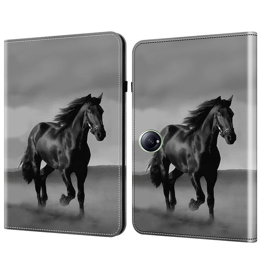 For OnePlus Pad 2  /  Pad Pro Case Flip Stand Leather Tablet Cover Pattern Printed - Black Horse