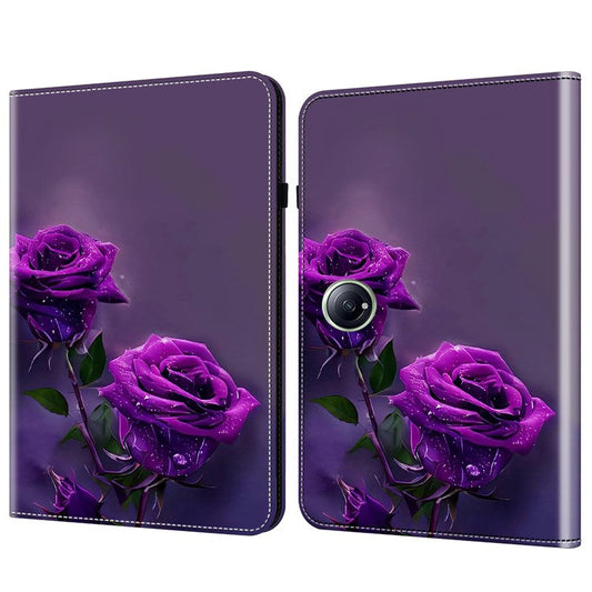 For OnePlus Pad 2  /  Pad Pro Case Flip Stand Leather Tablet Cover Pattern Printed - Purple Rose