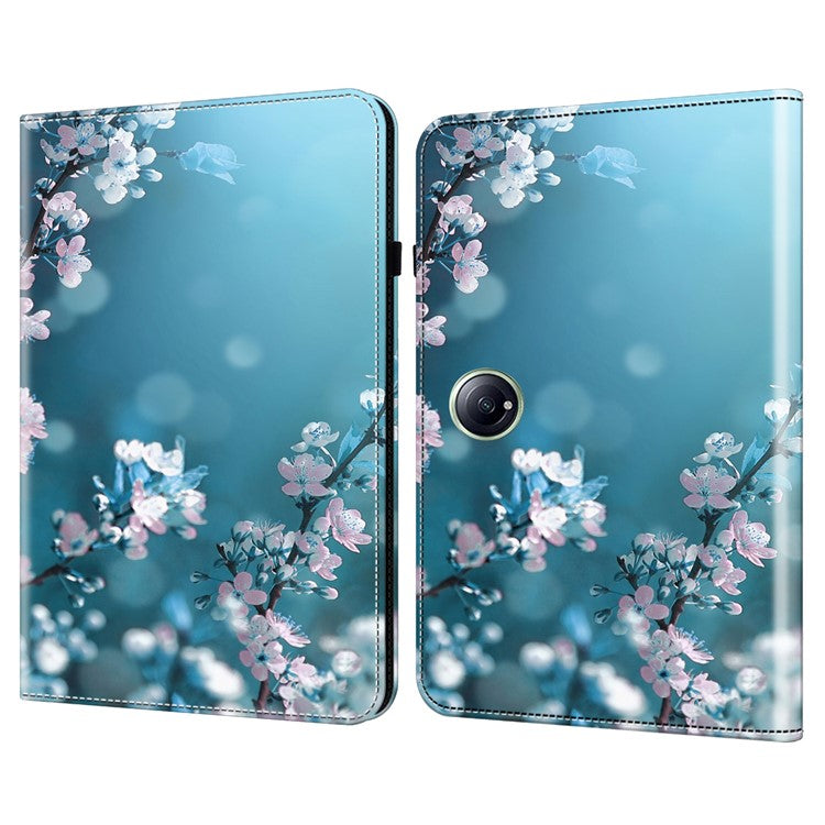 For OnePlus Pad 2  /  Pad Pro Case Pattern Printed Leather Tablet Cover with Card Slot - Peach Blossom