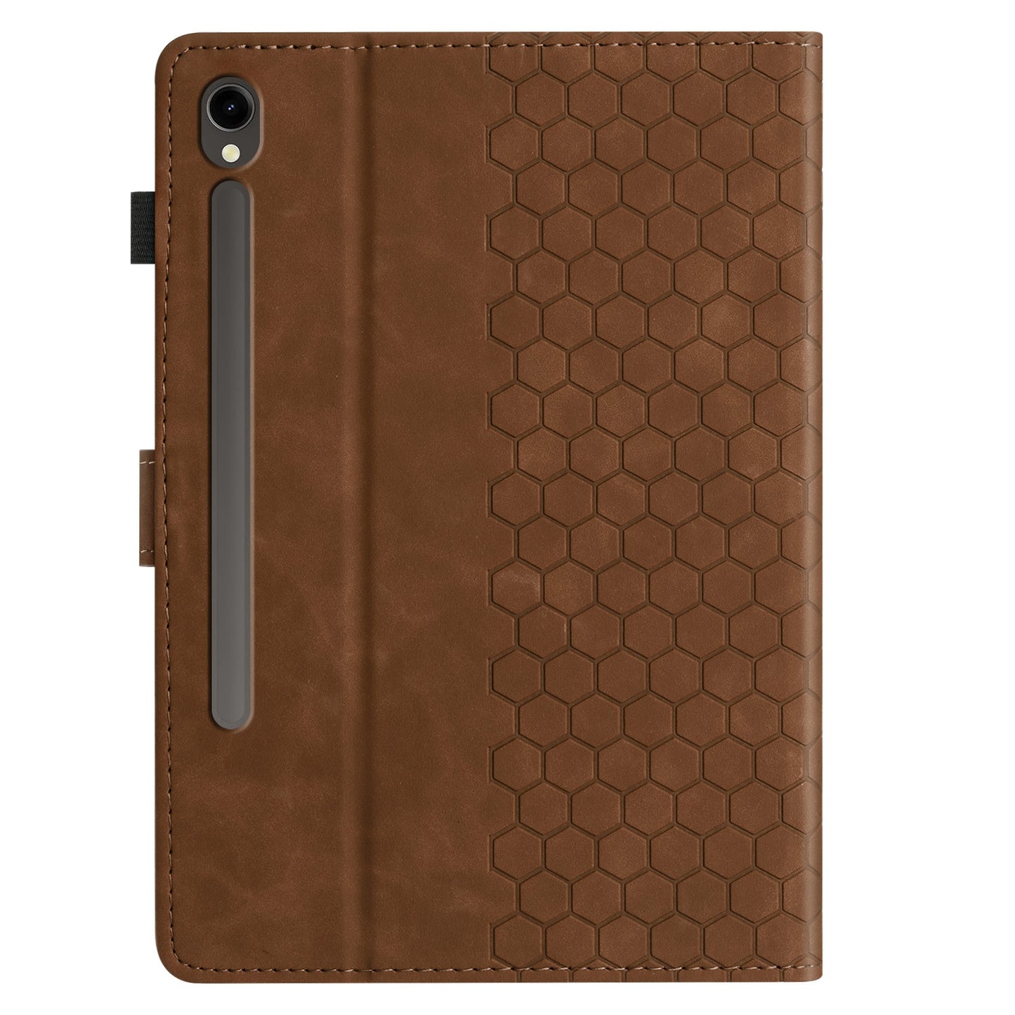 For Samsung Galaxy Tab S9 FE  /  S9 Case Honeycomb Printed Leather Tablet Cover with Card Slot - Brown
