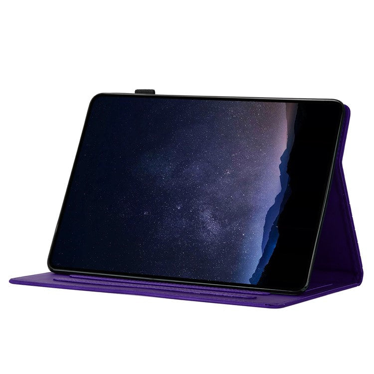 For Samsung Galaxy Tab A9+ Case Honeycomb Printed Leather Tablet Cover with Card Slot - Purple