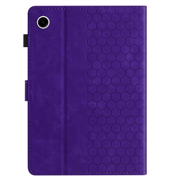 For Samsung Galaxy Tab A9+ Case Honeycomb Printed Leather Tablet Cover with Card Slot - Purple