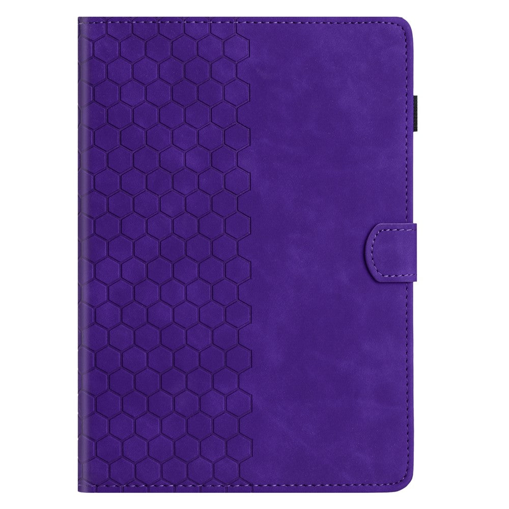 For Lenovo Tab P11 Gen 2 Case Honeycomb Printed Leather Tablet Cover with Card Slot - Purple