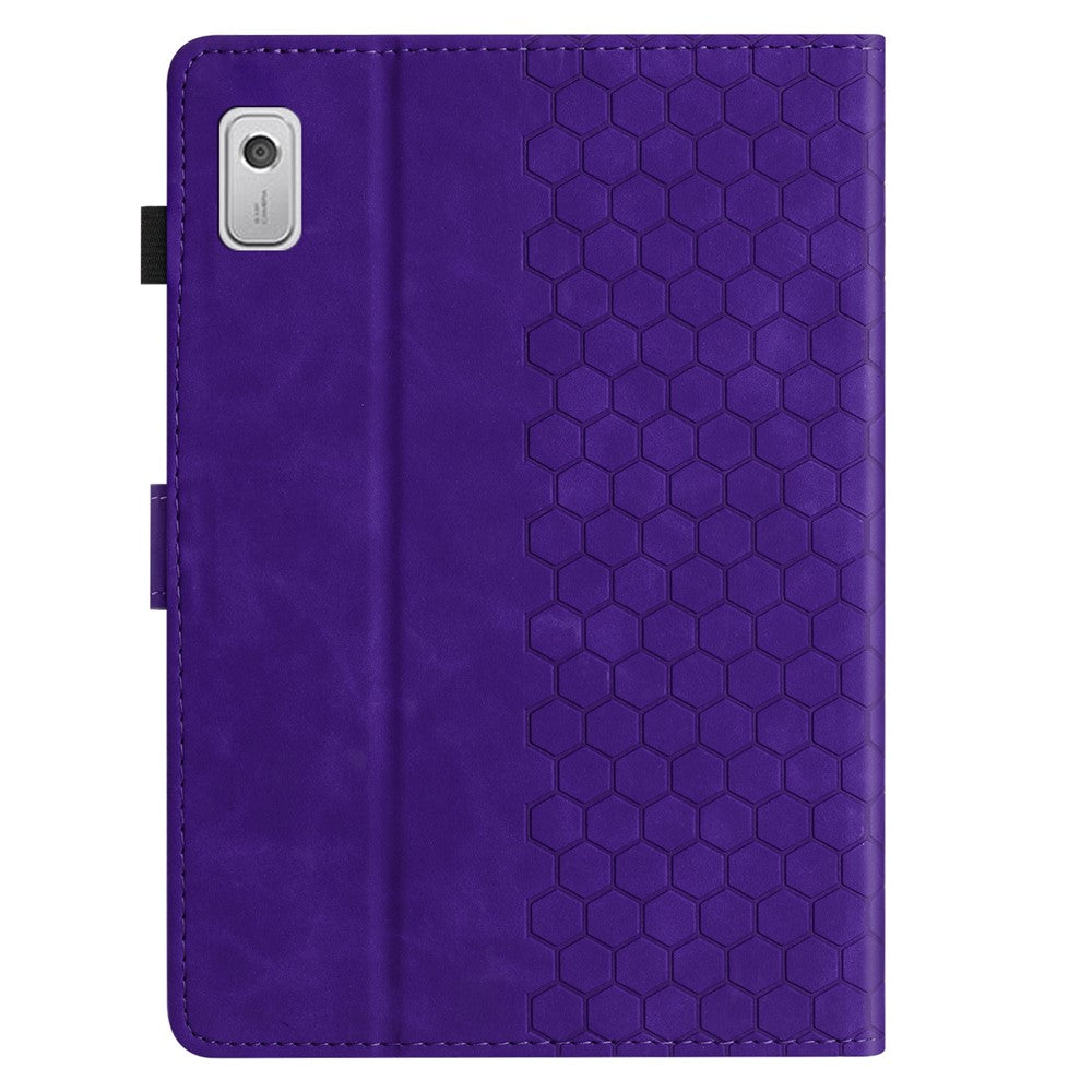 For Lenovo Tab P11 Gen 2 Case Honeycomb Printed Leather Tablet Cover with Card Slot - Purple
