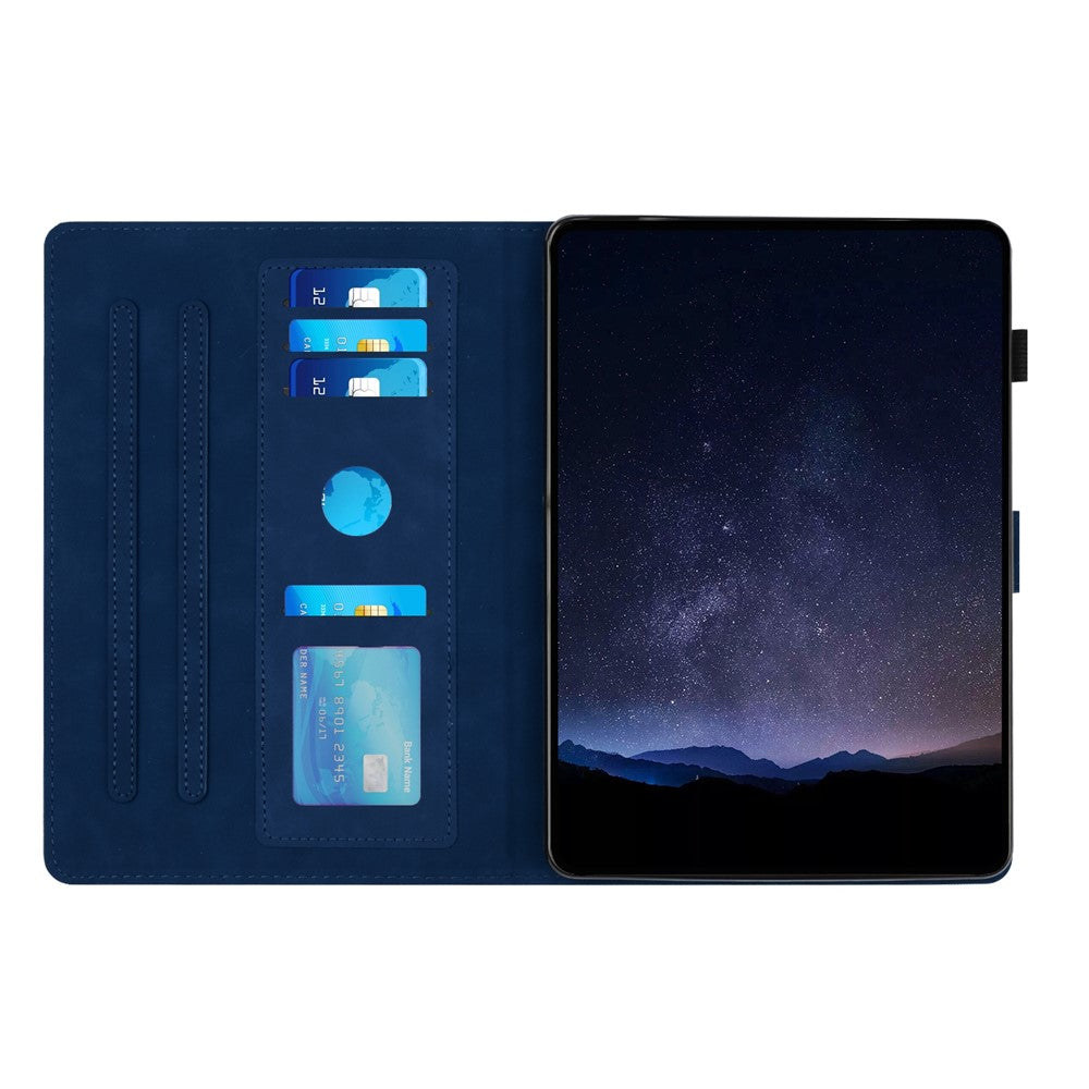 For Lenovo Tab P11 Case Honeycomb Printed Leather Tablet Cover with Card Slot - Blue