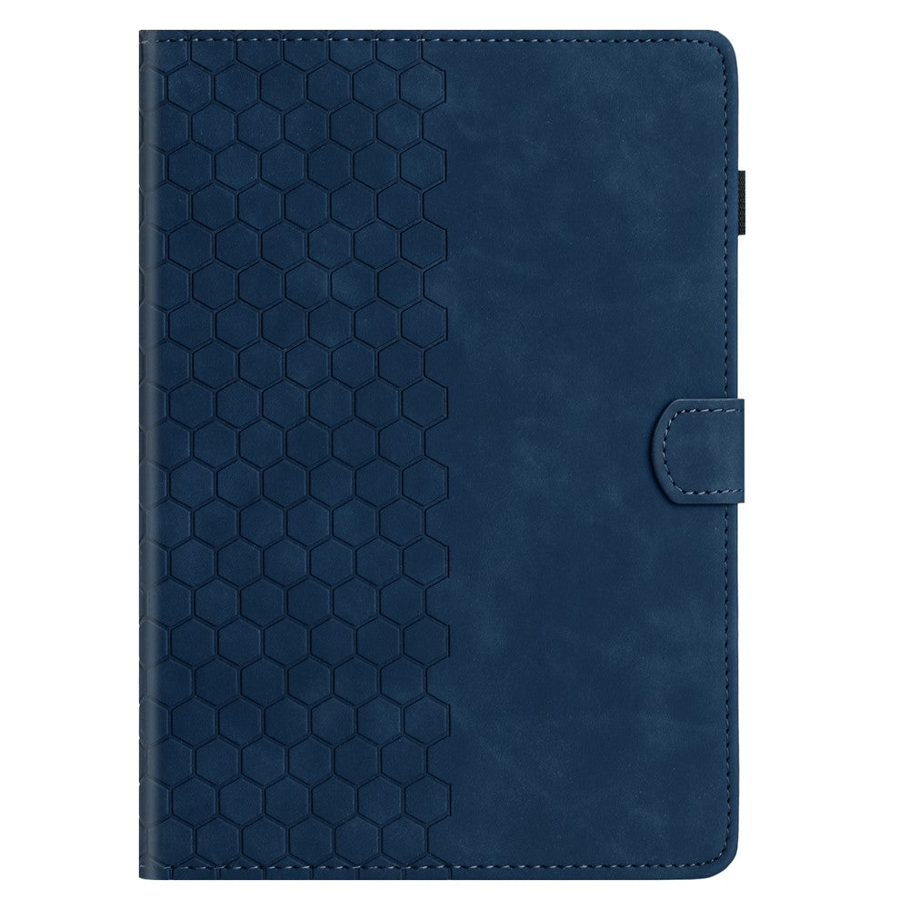 For Lenovo Tab P11 Case Honeycomb Printed Leather Tablet Cover with Card Slot - Blue