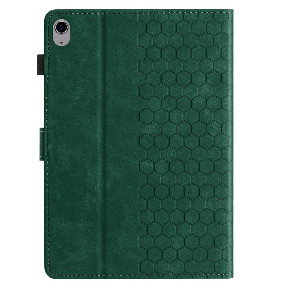 For Lenovo Tab P11 Case Honeycomb Printed Leather Tablet Cover with Card Slot - Green