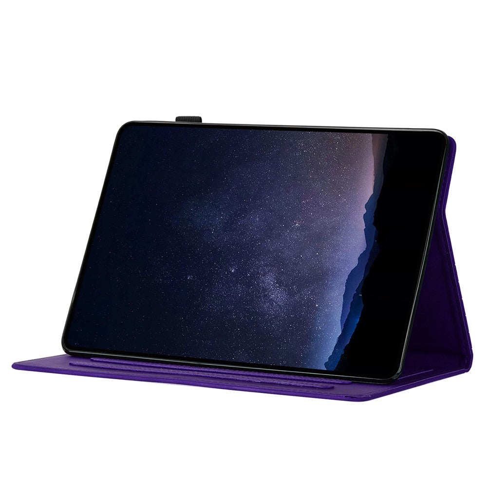 For Lenovo Tab P11 Case Honeycomb Printed Leather Tablet Cover with Card Slot - Purple