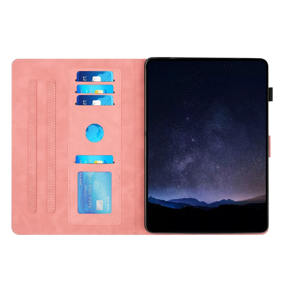 For Lenovo Tab P11 Case Honeycomb Printed Leather Tablet Cover with Card Slot - Pink