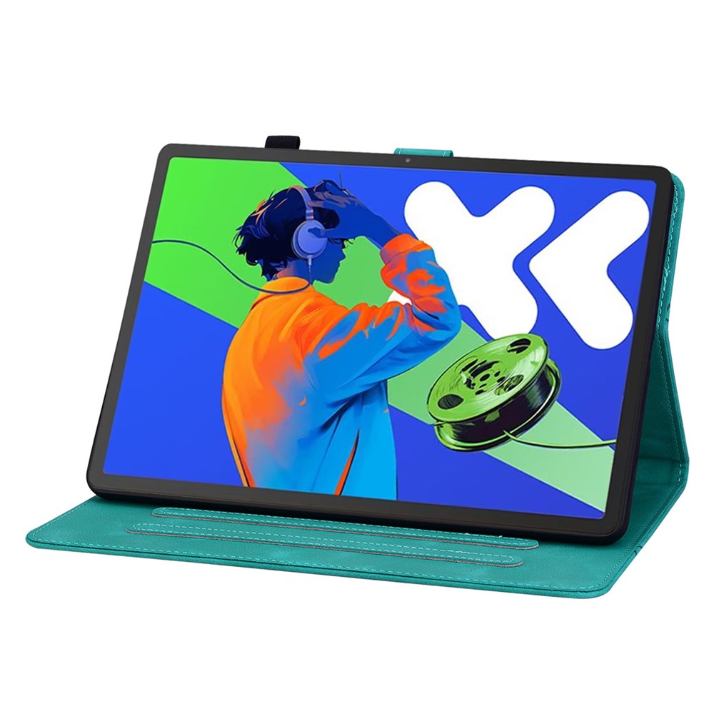 For Lenovo Tab P12 Pro 12.7 2025 / Xiaoxin Pad Pro 12.7 (2025) Case Lily Flower Imprint Card Slots Leather Tablet Cover - Green