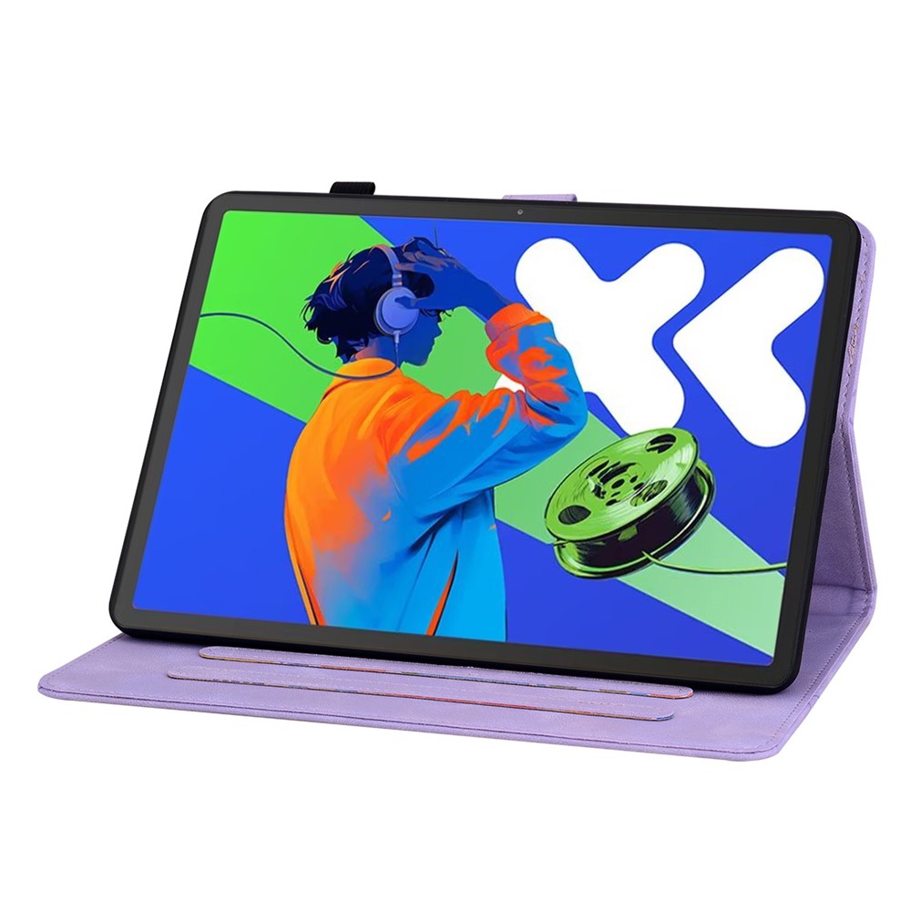 For Lenovo Tab P12 Pro 12.7 2025 / Xiaoxin Pad Pro 12.7 (2025) Case Lily Flower Imprint Card Slots Leather Tablet Cover - Purple