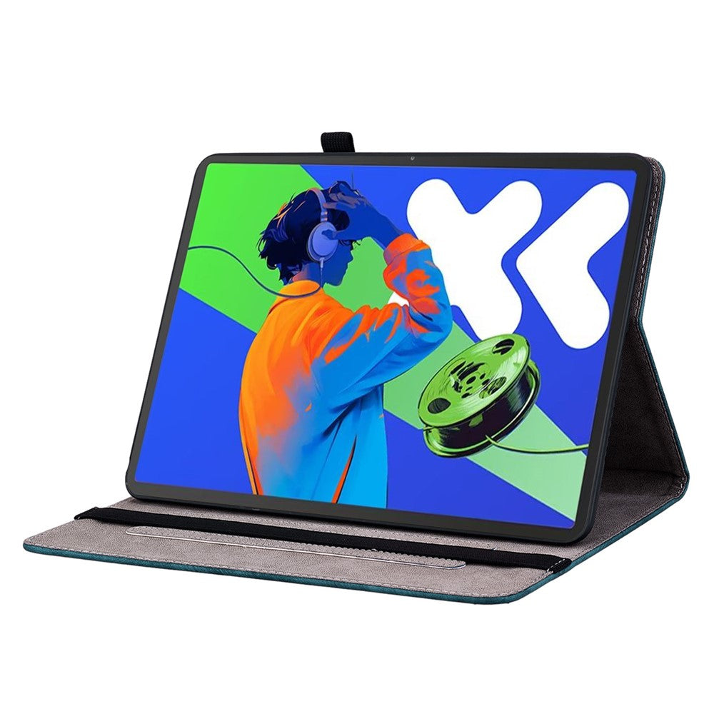 For Lenovo Tab P12 Pro 12.7 2025 / Xiaoxin Pad Pro 12.7 (2025) Case Card Holder Anti-Scratch Leather Cover Rose Flower Imprint - Blue