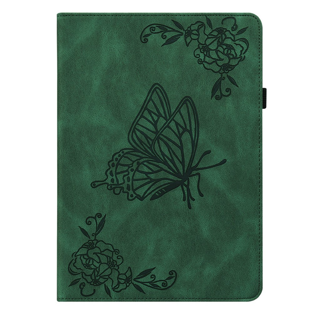 For Lenovo Tab P12 Pro 12.7 2025 / Xiaoxin Pad Pro 12.7 (2025) Case Butterfly Flower Imprint PU Leather Tablet Cover with Card Slots - Green