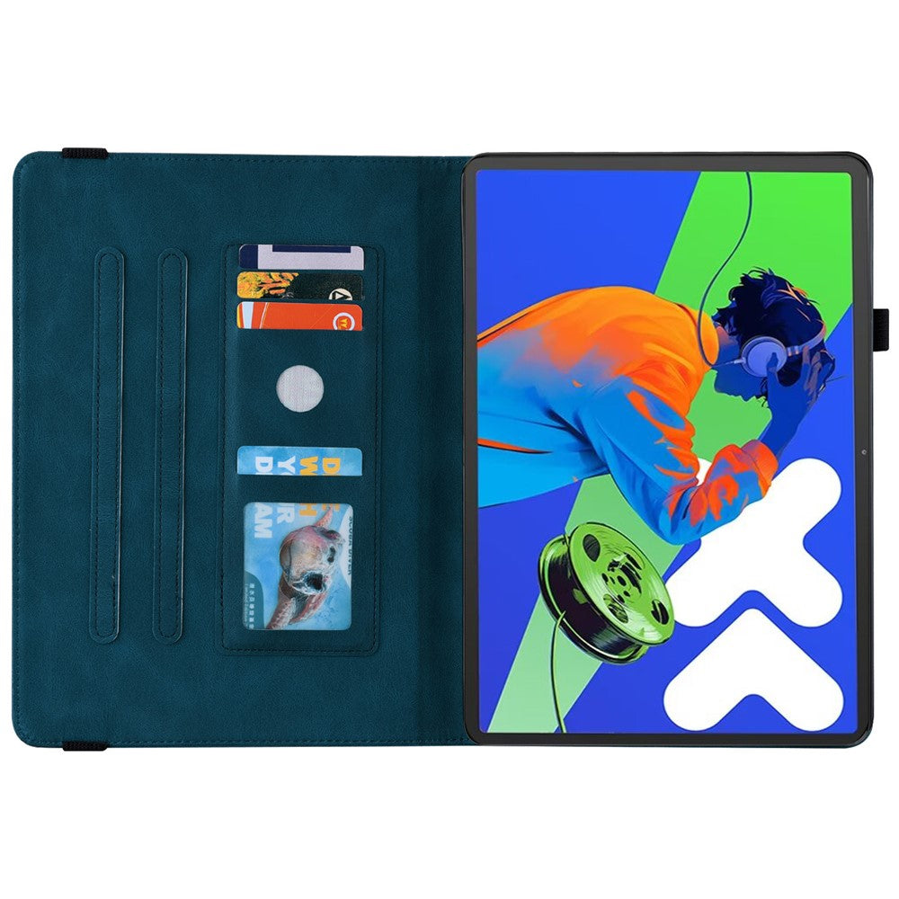 For Lenovo Tab P12 Pro 12.7 2025 / Xiaoxin Pad Pro 12.7 (2025) Case Butterfly Flower Imprint PU Leather Tablet Cover with Card Slots - Blue