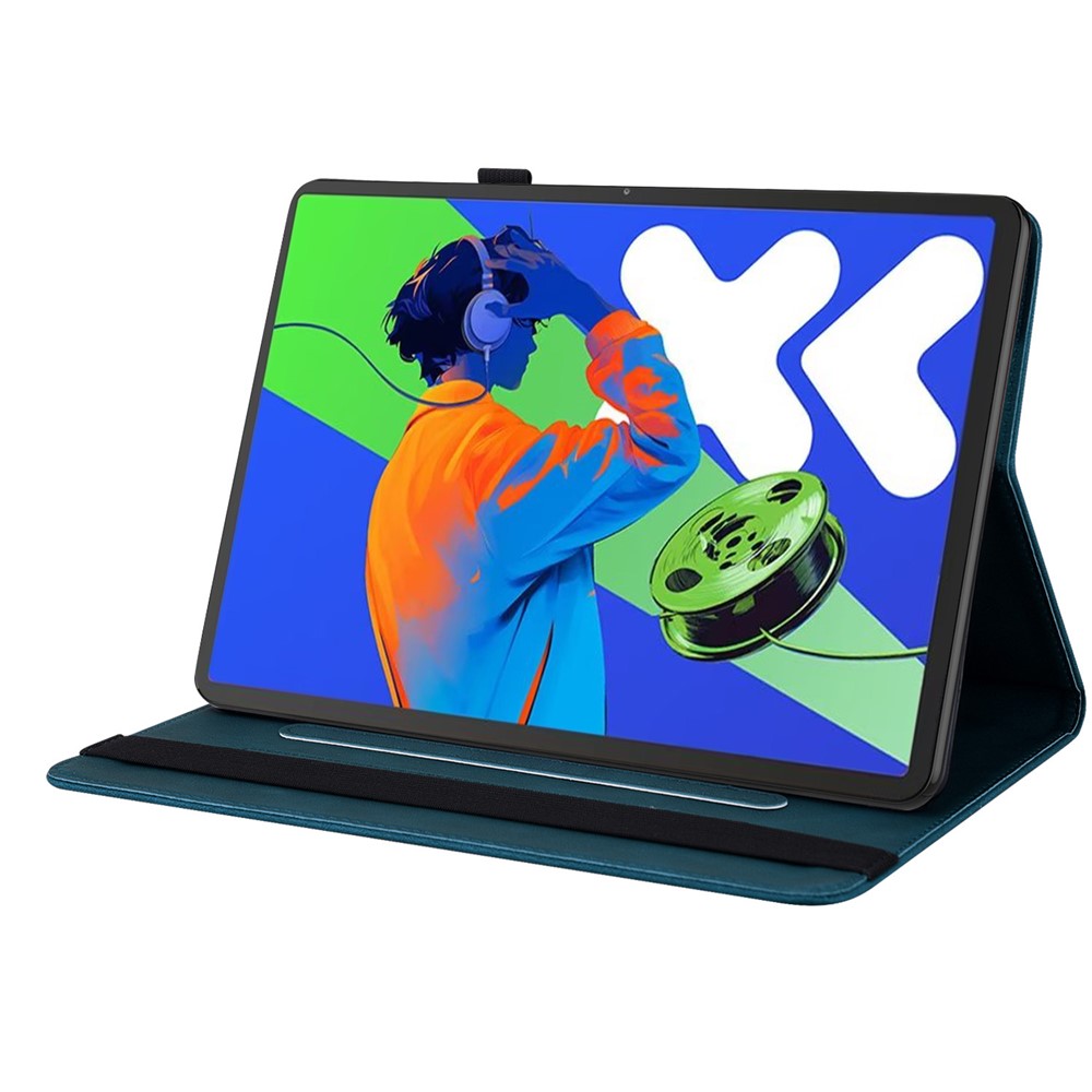 For Lenovo Tab P12 Pro 12.7 2025 / Xiaoxin Pad Pro 12.7 (2025) Case Butterfly Flower Imprint PU Leather Tablet Cover with Card Slots - Blue