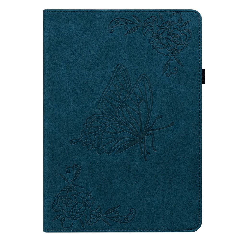 For Lenovo Tab P12 Pro 12.7 2025 / Xiaoxin Pad Pro 12.7 (2025) Case Butterfly Flower Imprint PU Leather Tablet Cover with Card Slots - Blue