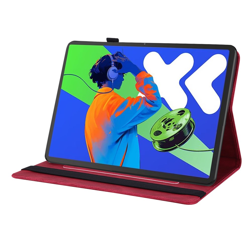 For Lenovo Tab P12 Pro 12.7 2025 / Xiaoxin Pad Pro 12.7 (2025) Case Butterfly Flower Imprint PU Leather Tablet Cover with Card Slots - Red