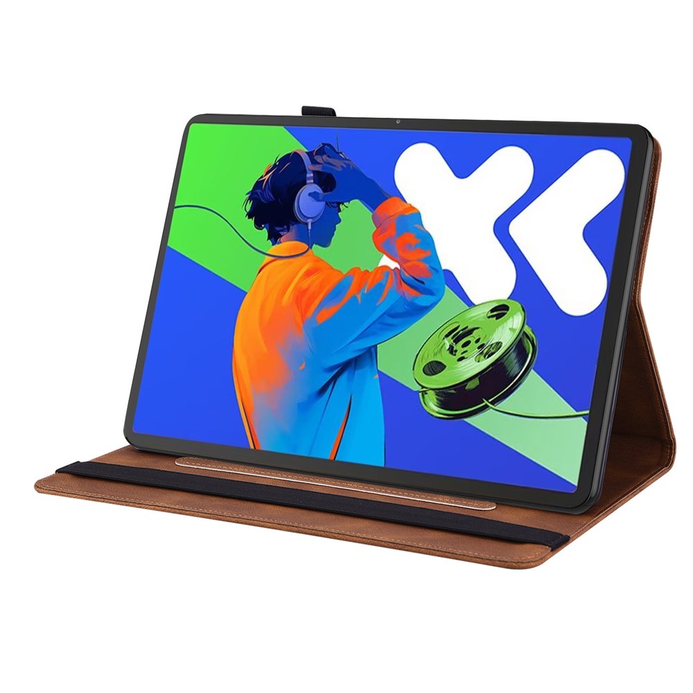 For Lenovo Tab P12 Pro 12.7 2025 / Xiaoxin Pad Pro 12.7 (2025) Case Butterfly Flower Imprint PU Leather Tablet Cover with Card Slots - Brown