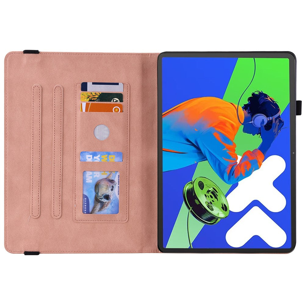 For Lenovo Tab P12 Pro 12.7 2025 / Xiaoxin Pad Pro 12.7 (2025) Case Butterfly Flower Imprint PU Leather Tablet Cover with Card Slots - Pink