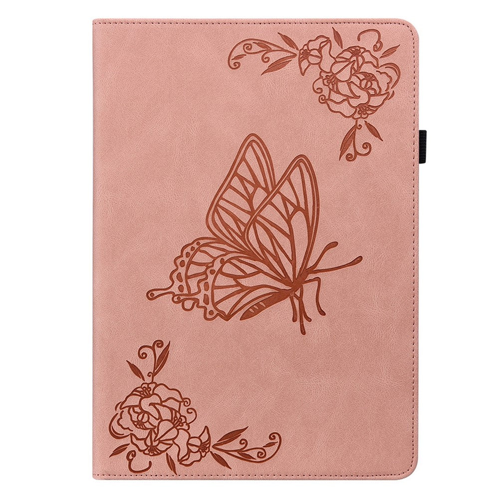 For Lenovo Tab P12 Pro 12.7 2025 / Xiaoxin Pad Pro 12.7 (2025) Case Butterfly Flower Imprint PU Leather Tablet Cover with Card Slots - Pink
