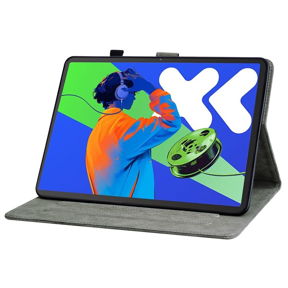 For Lenovo Tab P12 Pro 12.7 2025 / Xiaoxin Pad Pro 12.7 (2025) Cases Tiger Imprint Anti-Scratch PU Leather Tablet Cover - Grey