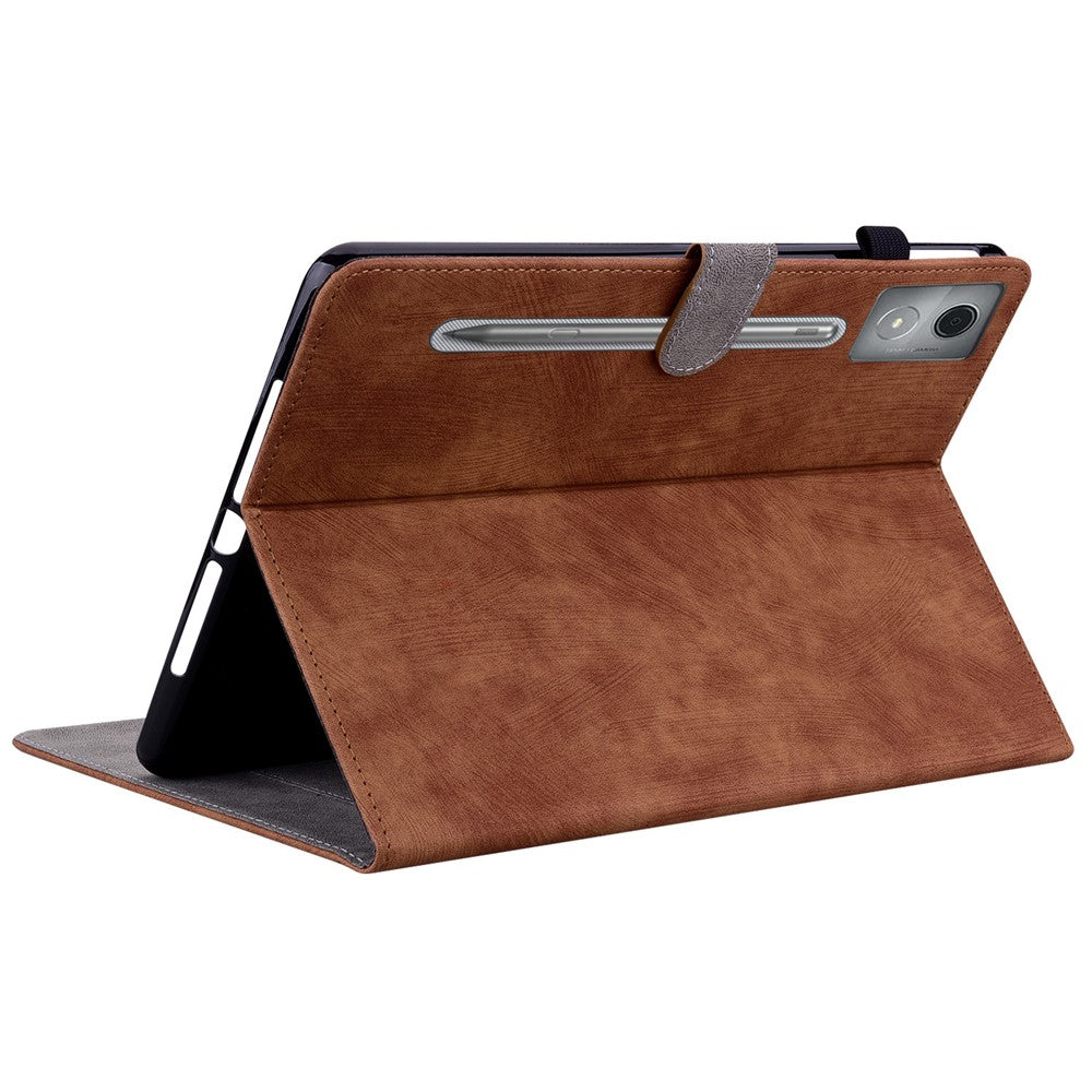 For Lenovo Tab P12 Pro 12.7 2025 / Xiaoxin Pad Pro 12.7 (2025) Cases Tiger Imprint Anti-Scratch PU Leather Tablet Cover - Brown