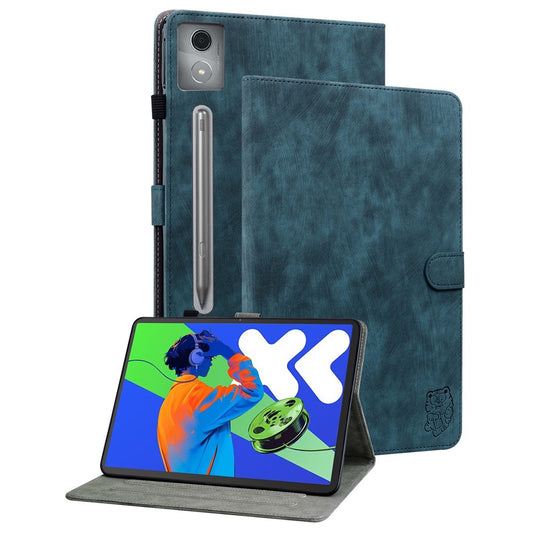 For Lenovo Tab P12 Pro 12.7 2025 / Xiaoxin Pad Pro 12.7 (2025) Cases Tiger Imprint Anti-Scratch PU Leather Tablet Cover - Blue