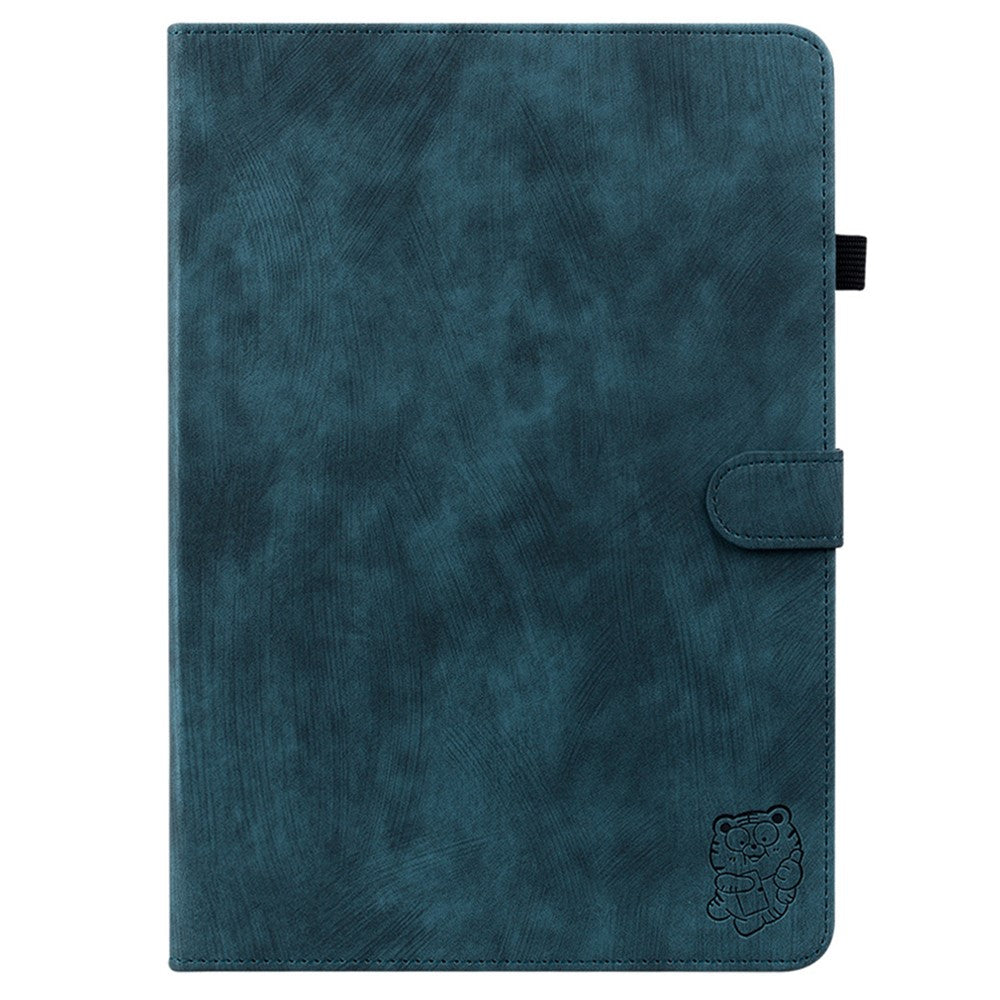 For Lenovo Tab P12 Pro 12.7 2025 / Xiaoxin Pad Pro 12.7 (2025) Cases Tiger Imprint Anti-Scratch PU Leather Tablet Cover - Blue