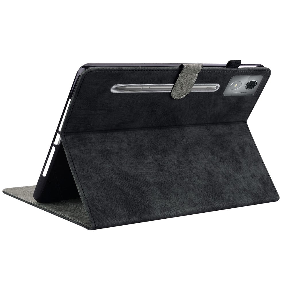 For Lenovo Tab P12 Pro 12.7 2025 / Xiaoxin Pad Pro 12.7 (2025) Cases Tiger Imprint Anti-Scratch PU Leather Tablet Cover - Black